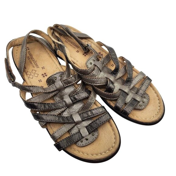 Naturalizer Jamboree N5 Comfort Womens Leather Sandals Gladiator Flats Size 10 - Picture 2 of 11